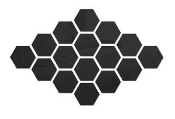 Set 10 Oglinzi Design Hexagon NEGRE - Oglinzi Decorative Acrilice Cristal - Diamant - Fagure 10 bucati/set NEGRE